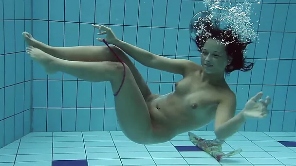 Cute and lean brunette European teen completely naked