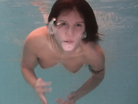 Lean and sexy brunette teen babe all naked underwater