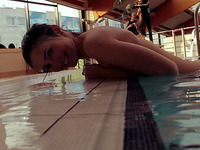 Skinny pale Russian teen hottie teases camera underwater