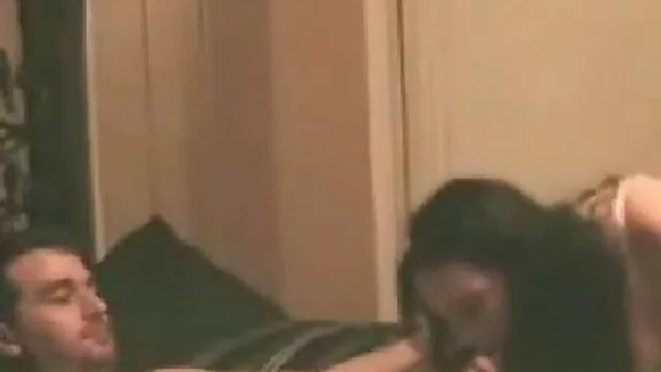 Skinny dude with his hot young juicy brunette girlfriend