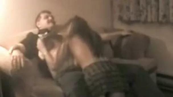 Sexy college chick gives me head and fucks me on the couch