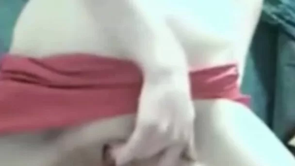 Naughty pale skin amateur cutie diddling her shaved cunt