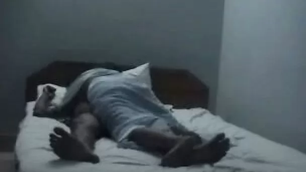 My brunette Indian wife in sexy dress waiting for me in bed