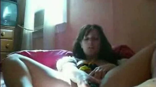 Shameless brunette wife loves masturbating on camera