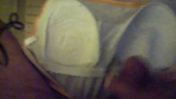 Jerking off on my GF's dirty swimming suit in bathroom