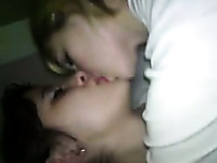 Two slutty German chicks are kissing passionately on camera