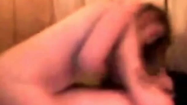 Wild messy haired bitch provides her amateur hairy BF with blowjob