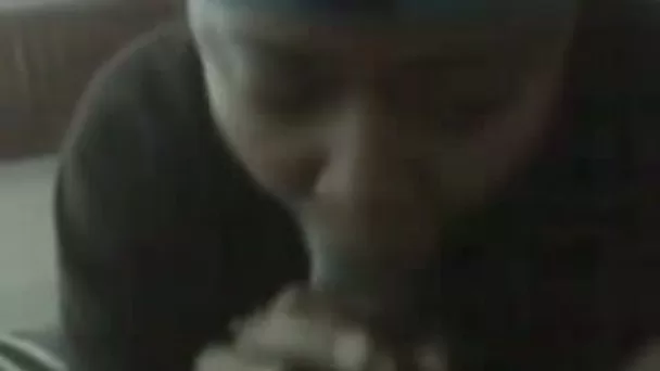 Dirty black hooker didn't mind sucking my buddy's strong big cock