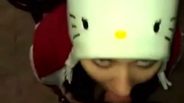 Cute brunette gal in sweet cap sucked my buddy's fat prick