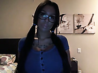 My sexy gf with huge boobs acts like a nerdy chick when we chat on skype
