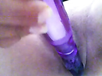 My friend playing with purple rabbit dildo toy closeup video