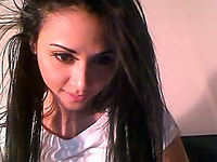 Sensational exotic brunette teen flashes her goodies on webcam