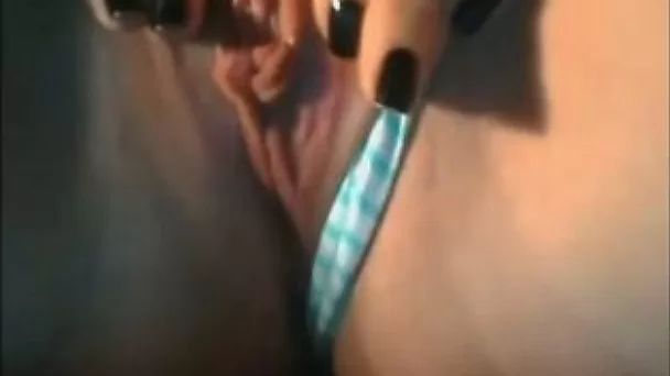 I fondle my shaved slit with fingers in my hot solo