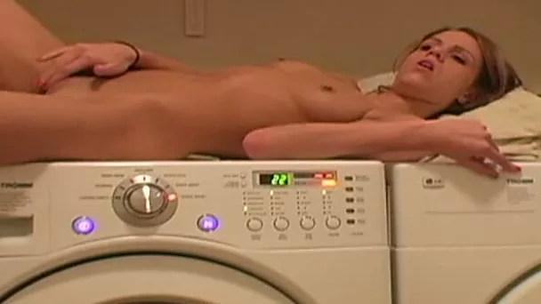 Young Diana teasing herself on new washing machine