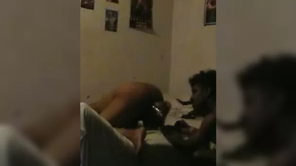 She plays with a dildo and my cock at the same time
