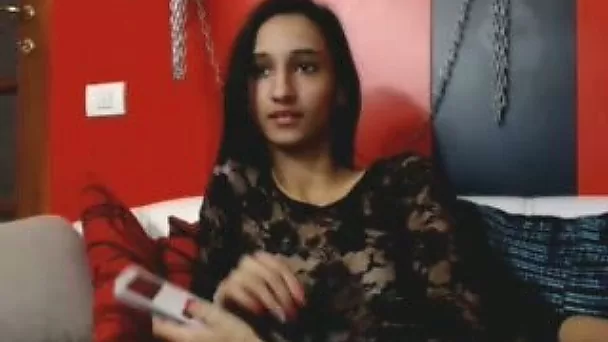 Skinny and really leggy brunette teen showed me her tits during webcam solo