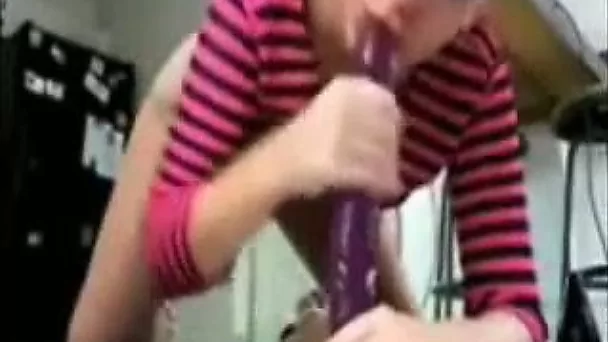 Talented girl showing off her skills in deepthroating while webcamming with me