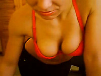 Sporty and busty fresh amateur brunette beauty on webcam
