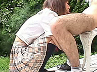 Sweet and cute Japanese teenie blowing dick outdoors on cam