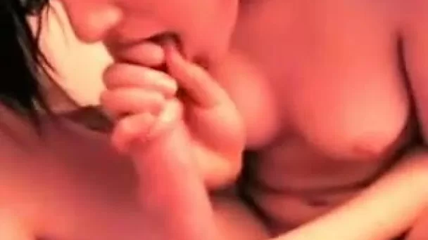 Dark haired torrid chick sucked my friend's dick for semen in his house