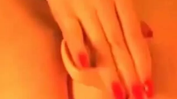Wild amateur dark haired taped the way she was petting her twat with toy