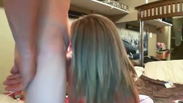 Light haired titless cute webcam girl was really busy with blowing prick