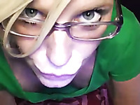 Nerdy extremely huge breasted web cam bitch played with toy