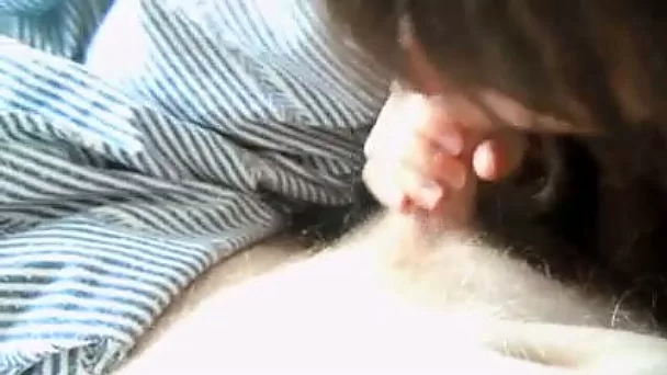Spoiled dark haired svelte GF of my friend is good at blowing his dick