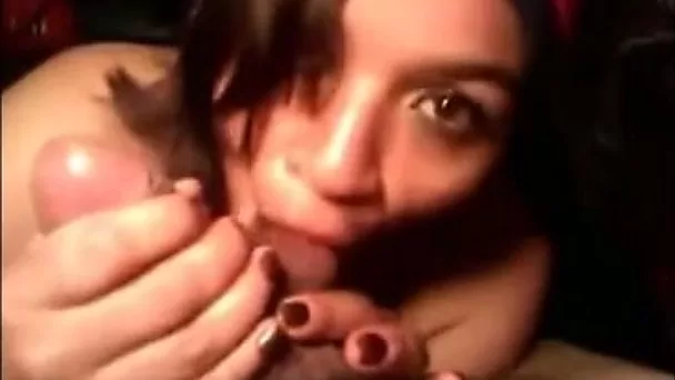 That's one happy penis and this woman knows how to worship her BF's balls