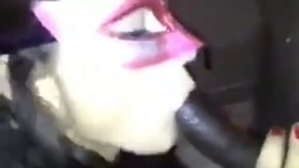 Cuckold masked brunette wife was mouthfucked by my black buddy