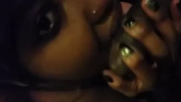 Pretty and horny black chick sucks my delicious bbc