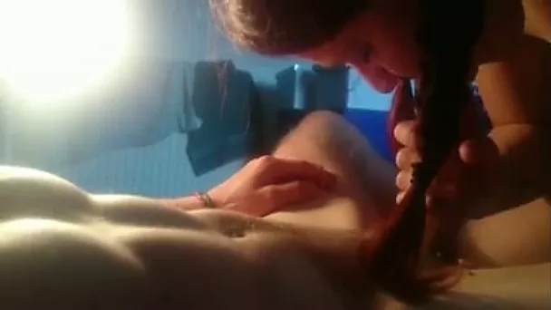 Charming chick with pretty face pleases me with blowjob