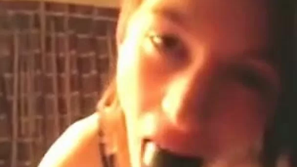 Cute white chick sucking massive black dick deepthroat