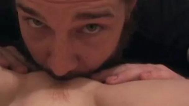 Stretching teen slut's tight asshole in a doggy position