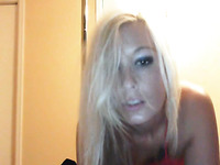 Torrid blonde sexpot posing seductively on webcam