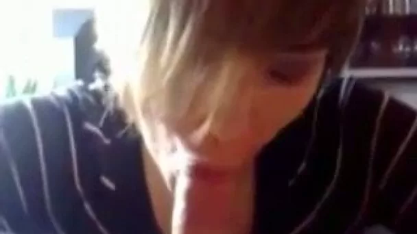 Short haired girl pumping hard pecker deepthroat in POV clip
