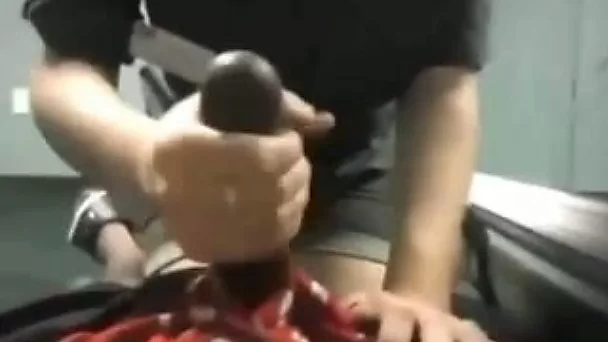 White chick sucking massive black dick in a store room