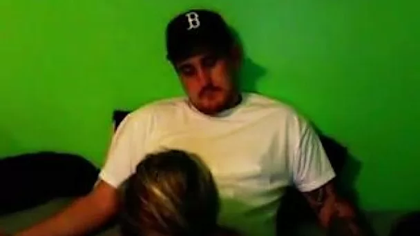 Lewd blond haired tanned sexy babe gave BJ after doggy pounding