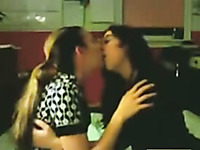 Brunette and blonde lesbians kissed and got ready for some petting