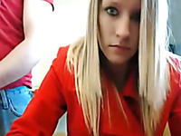 Blond haired slutty cam bitch had a great idea to give BJ on webcam