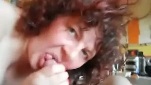 Curly haired chubby and pallid mature housewife sucked strong dick