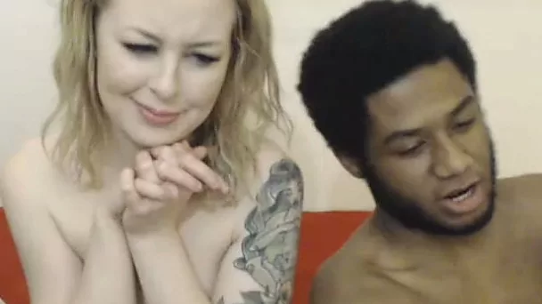 Hot Blonde White Babe Enjoy Black in Bed