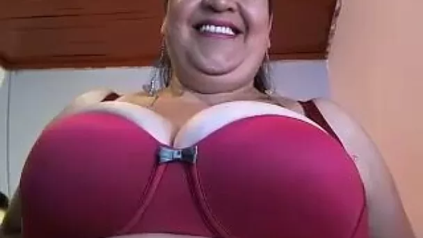 Lewd super fat perverted black head with giant tits giggled while masturbating
