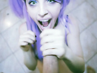 I fuck incredibly sweet babe with purple hir in different poses