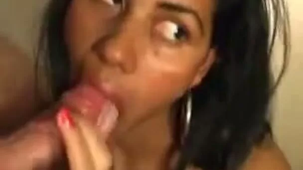 Charming ebony gal gets down on her knees and gives me some blowjob