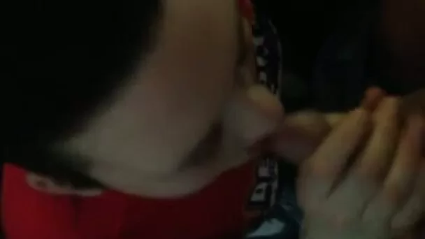 Horny brunette bitch pleases me with some really good blowjob