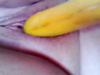 Closeup video of me stuffing my tight meaty pussy with banana