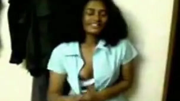 Shy chubby Indian wife flashes her C cup tits on my camera