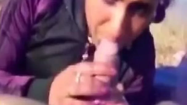 Beautiful Pakistani wife blows my big cock outdoors in desert