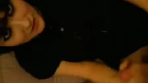 Cute brunette girlfriend grabs my dick and looks on camera